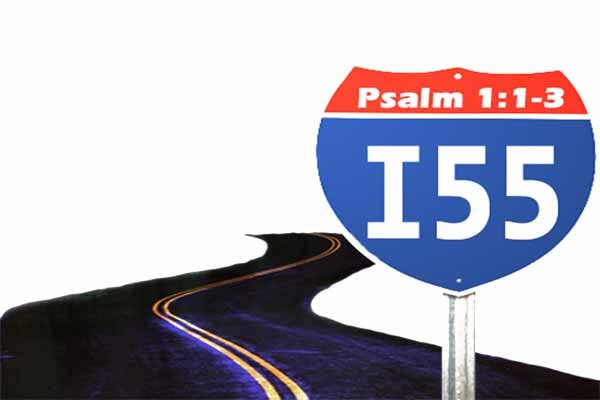 I-55 Senior Ministry logo — interstate shield with Psalm 1:1-3