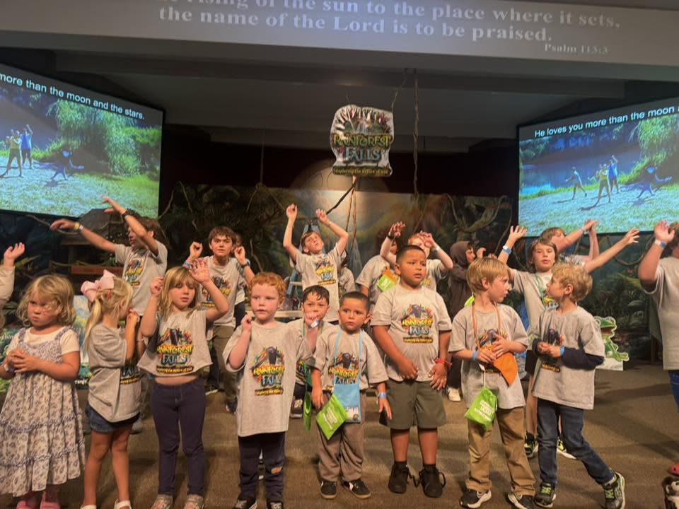 Children worshiping together during Vacation Bible School at First Baptist Church of Salinas